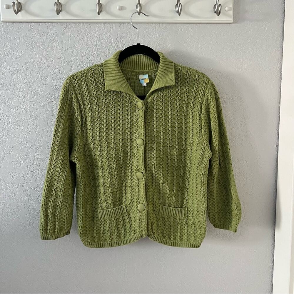 Cubix Green Button-Front Cardigan